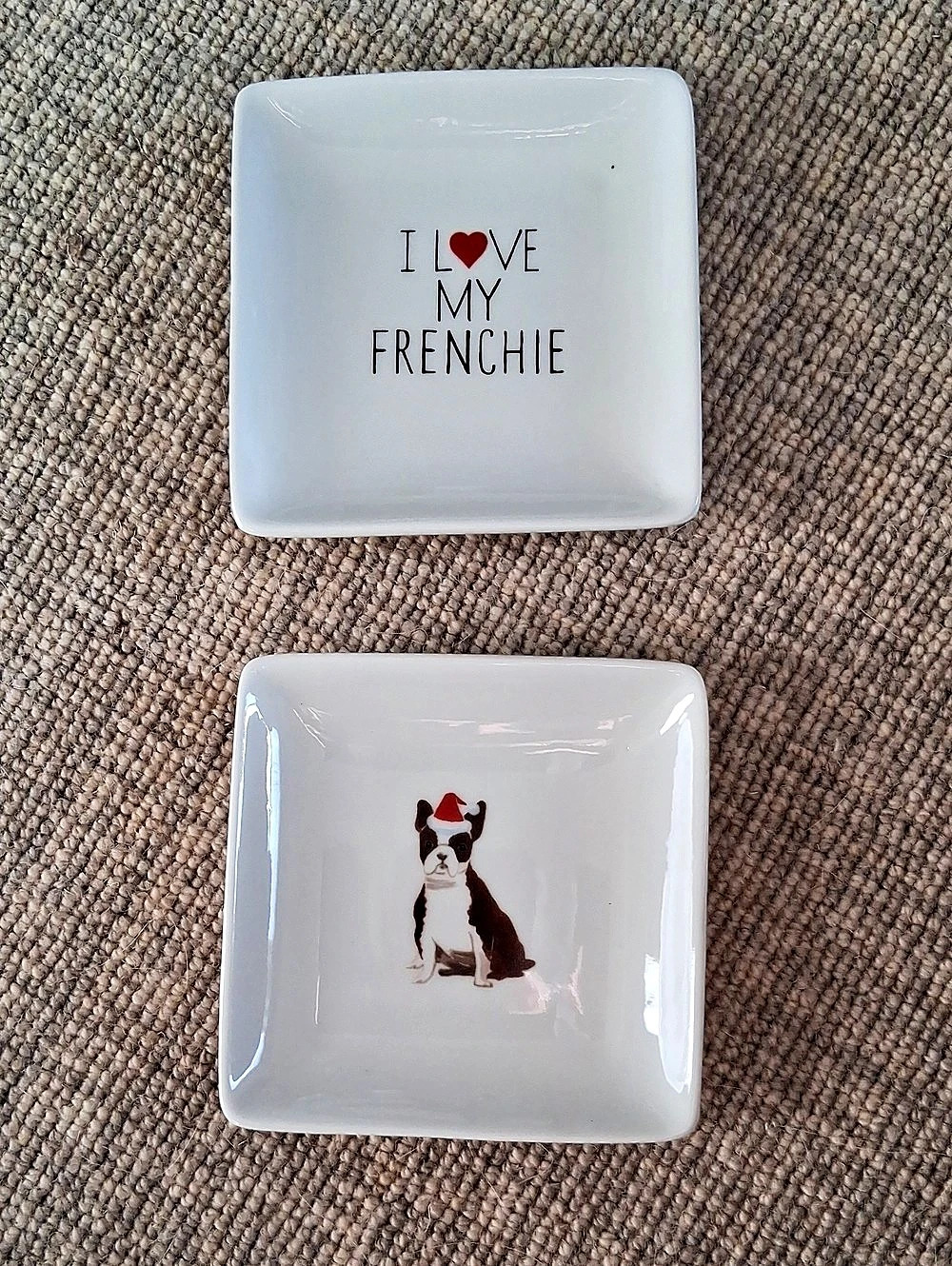 FRINGE Frenchie Decorative Dish Set White & Red